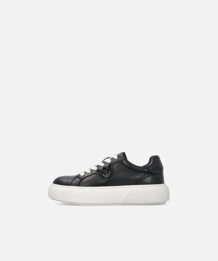 Women Sneakers Pinko Leather Sneakers With Platform Sole Limo Black Women Sneakers Pinko Leather Sneakers With Platform Sole Limo Black