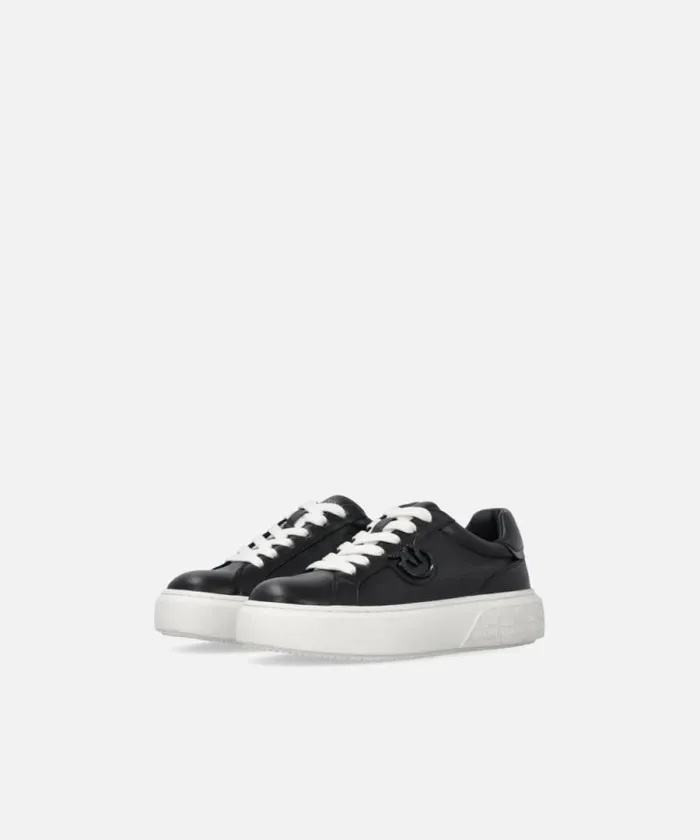 Women Sneakers Pinko Leather Sneakers With Platform Sole Limo Black Women Sneakers Pinko Leather Sneakers With Platform Sole Limo Black
