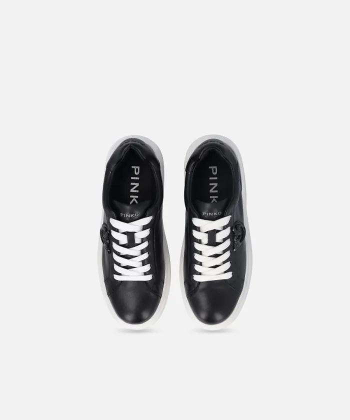 Women Sneakers Pinko Leather Sneakers With Platform Sole Limo Black Women Sneakers Pinko Leather Sneakers With Platform Sole Limo Black
