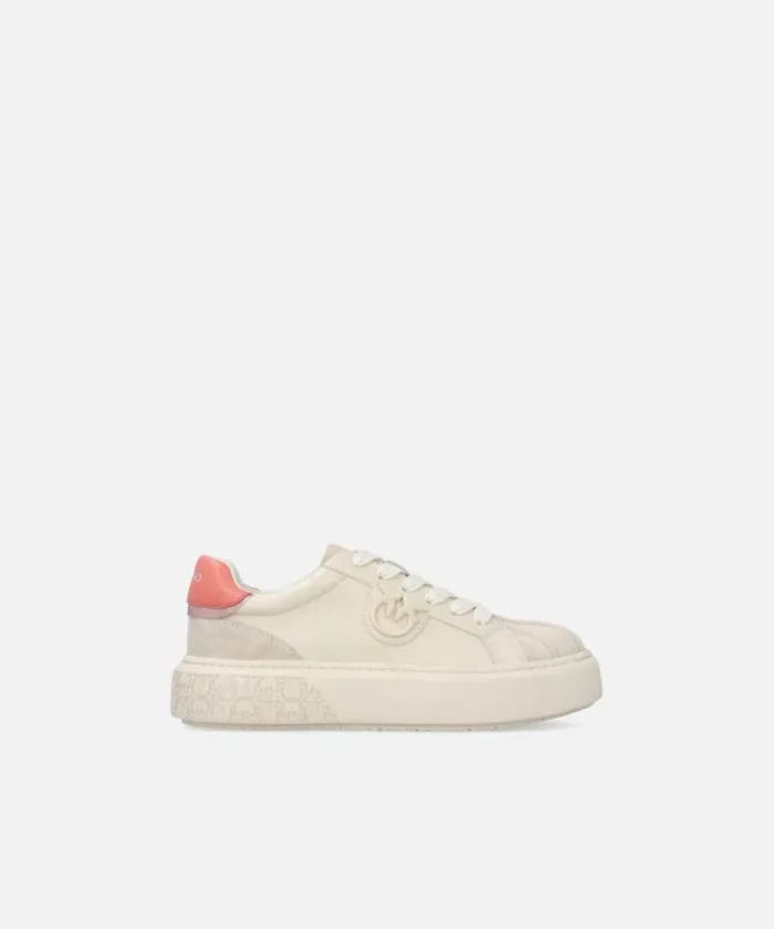 Women Sneakers Pinko Sneakers With Platform Sole And Coloured Heel Yogurtcoral Women Sneakers Pinko Sneakers With Platform Sole And Coloured Heel Yogurtcoral