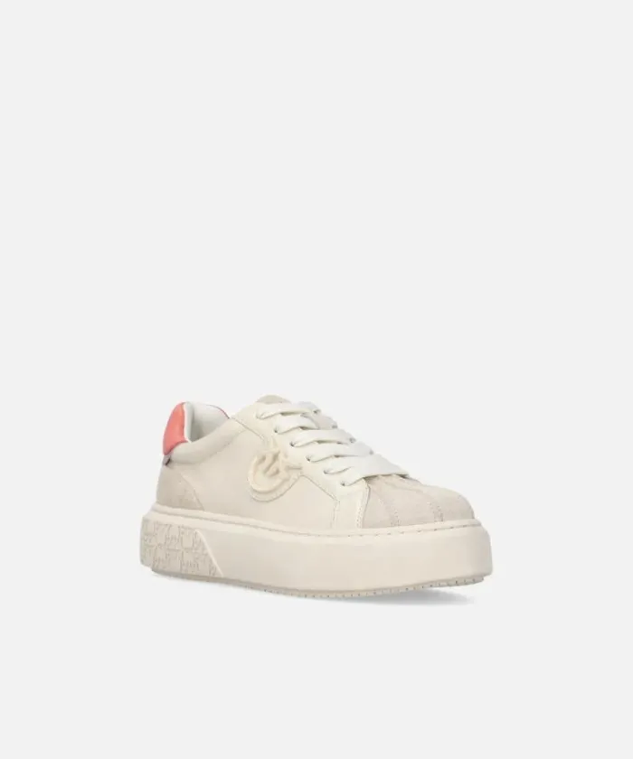 Women Sneakers Pinko Sneakers With Platform Sole And Coloured Heel Yogurtcoral Women Sneakers Pinko Sneakers With Platform Sole And Coloured Heel Yogurtcoral