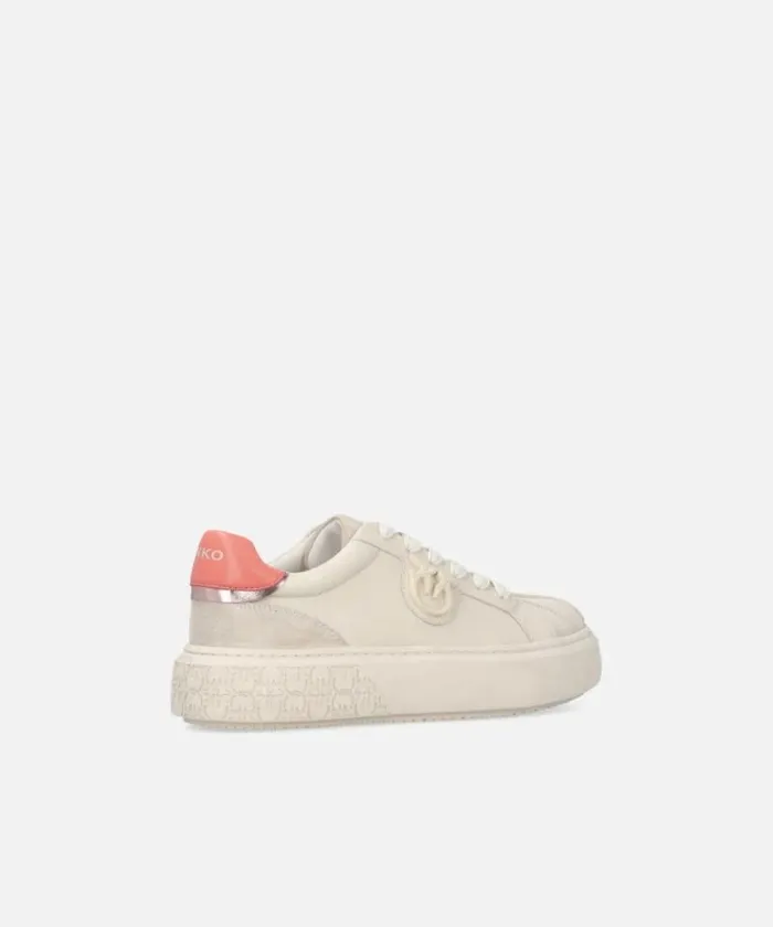 Women Sneakers Pinko Sneakers With Platform Sole And Coloured Heel Yogurtcoral Women Sneakers Pinko Sneakers With Platform Sole And Coloured Heel Yogurtcoral