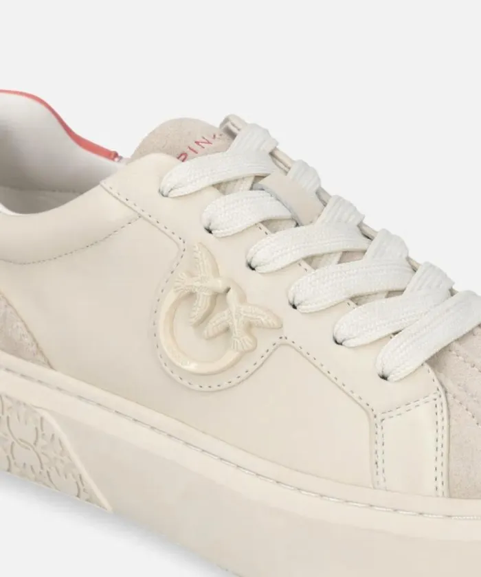Women Sneakers Pinko Sneakers With Platform Sole And Coloured Heel Yogurtcoral Women Sneakers Pinko Sneakers With Platform Sole And Coloured Heel Yogurtcoral