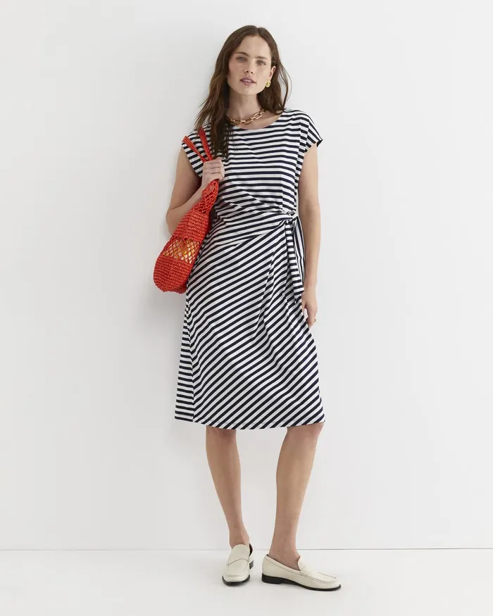 Women Sportscraft Dresses Tie Mercerised Cotton Jersey Dress Whitenavy