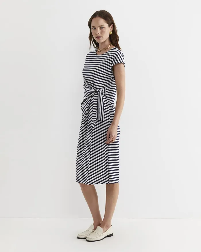 Women Sportscraft Dresses Tie Mercerised Cotton Jersey Dress Whitenavy