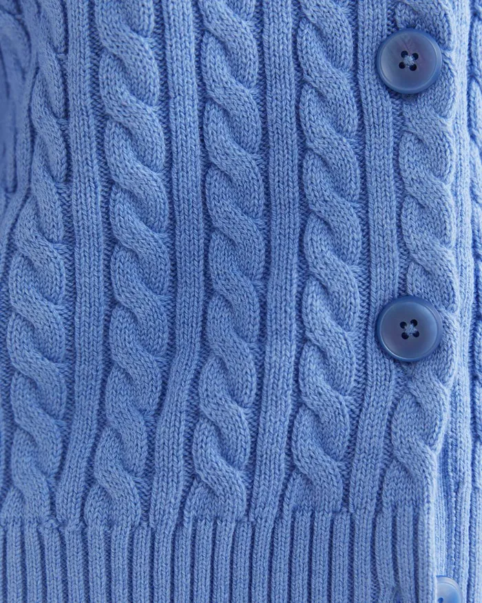 Women Sportscraft Knits and Cardigans Cable Merino Cotton Cardigan Belle Blue