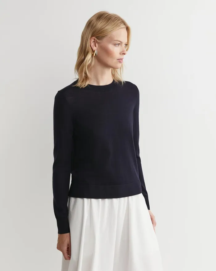 Women Sportscraft Knits and Cardigans Francis Merino Crew Neck Knit Navy