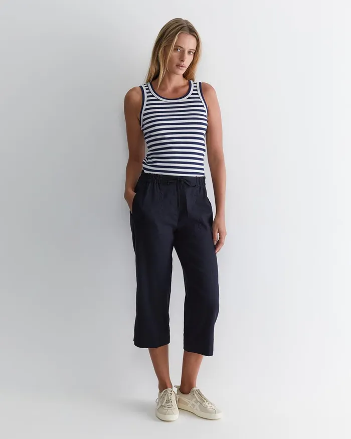 Women Sportscraft Pants Rosa Crop Linen Pant Classic Navy
