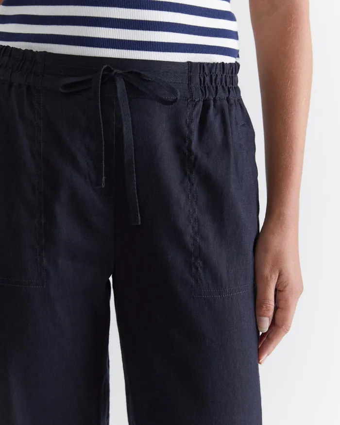 Women Sportscraft Pants Rosa Crop Linen Pant Classic Navy