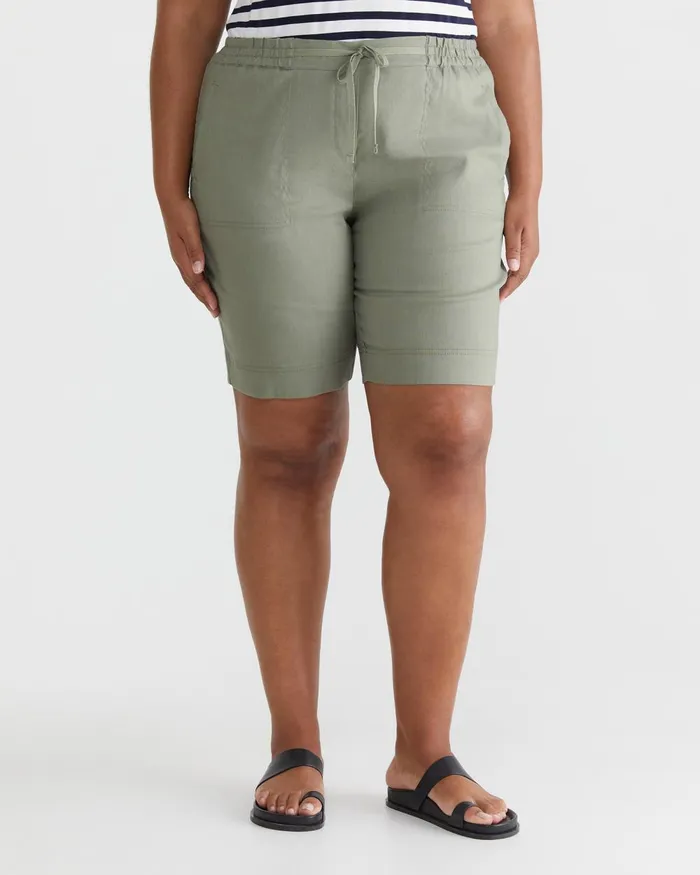 Women Sportscraft Plus Rosa Linen Short Khaki