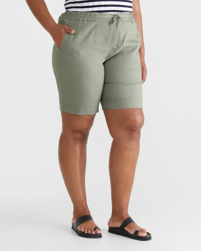 Women Sportscraft Plus Rosa Linen Short Khaki