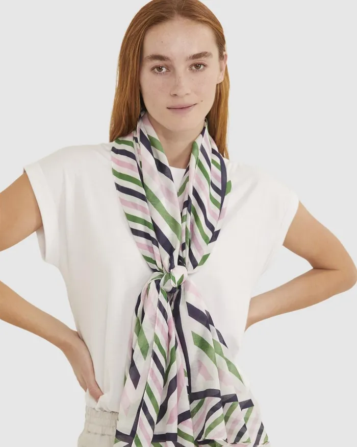 Women Sportscraft Scarves Lexi Cotton Silk Sarong Green