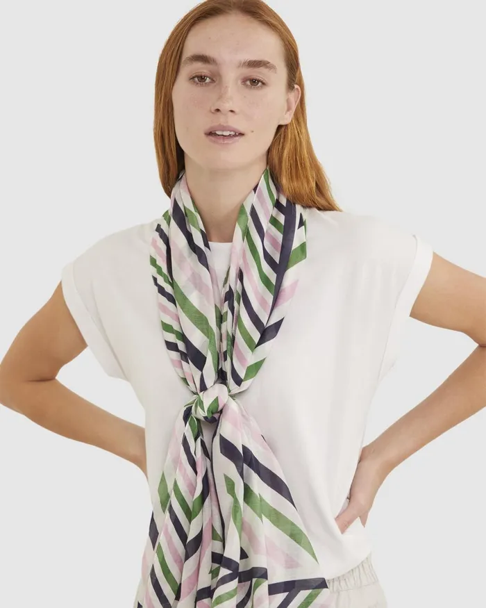 Women Sportscraft Scarves Lexi Cotton Silk Sarong Green