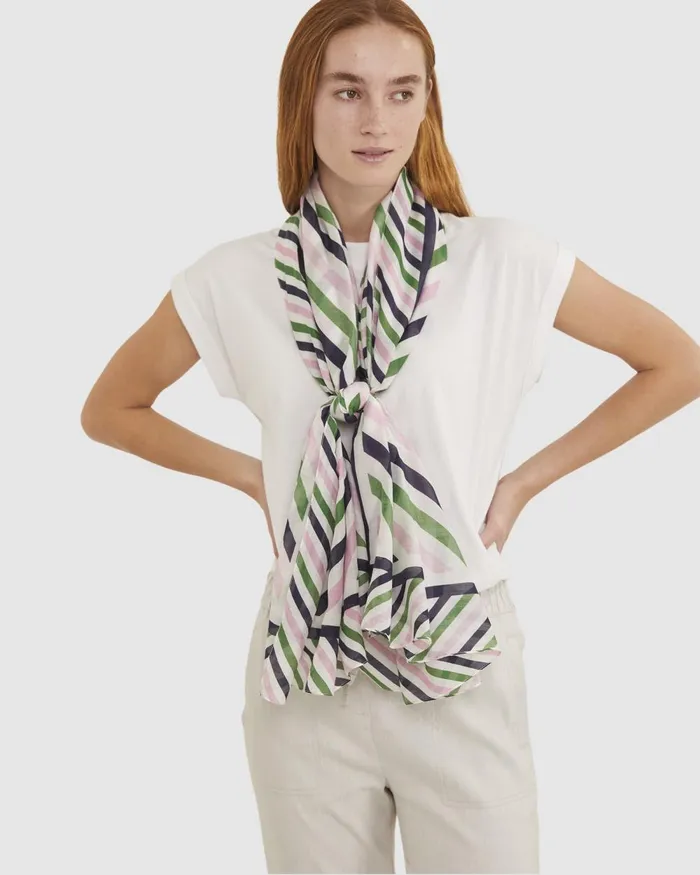 Women Sportscraft Scarves Lexi Cotton Silk Sarong Green