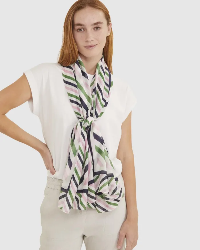 Women Sportscraft Scarves Lexi Cotton Silk Sarong Green