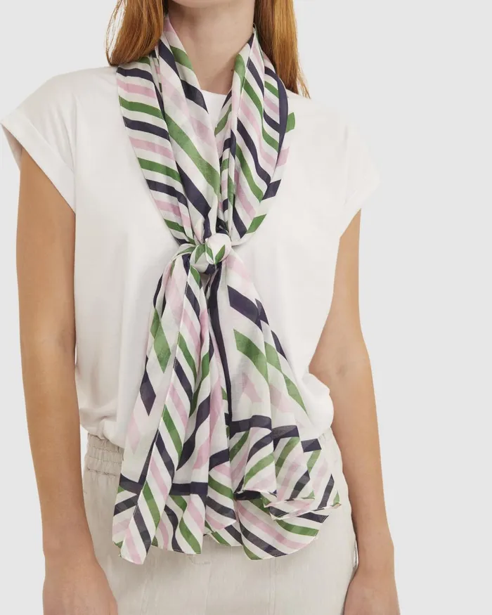 Women Sportscraft Scarves Lexi Cotton Silk Sarong Green