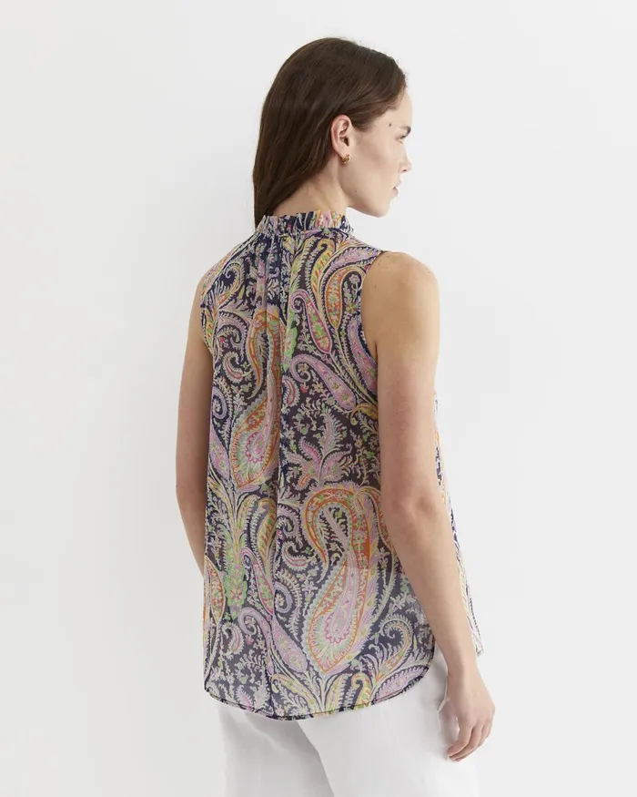 Women Sportscraft Shirts Florence Sleeveless Liberty Blouse Navy Multi
