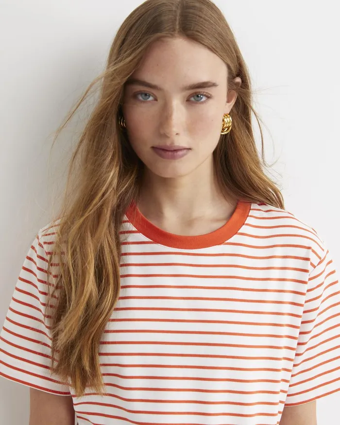 Women Sportscraft Tops and Tees Amanda Stripe Short Sleeve Tee Orangewhite