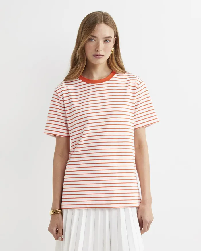 Women Sportscraft Tops and Tees Amanda Stripe Short Sleeve Tee Orangewhite