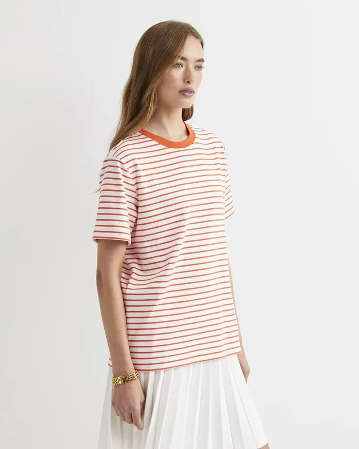 Women Sportscraft Tops and Tees Amanda Stripe Short Sleeve Tee Orangewhite