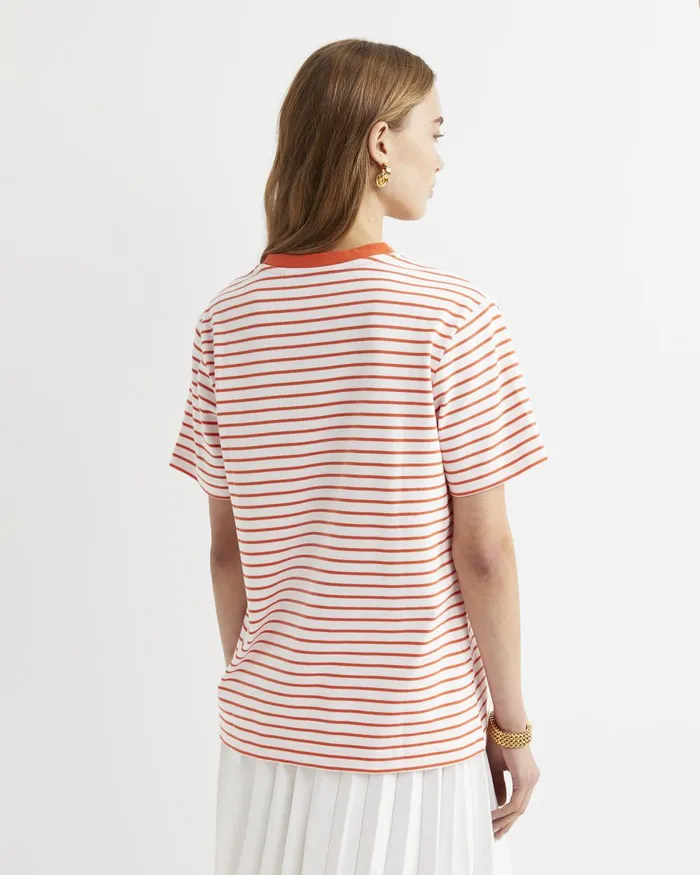 Women Sportscraft Tops and Tees Amanda Stripe Short Sleeve Tee Orangewhite