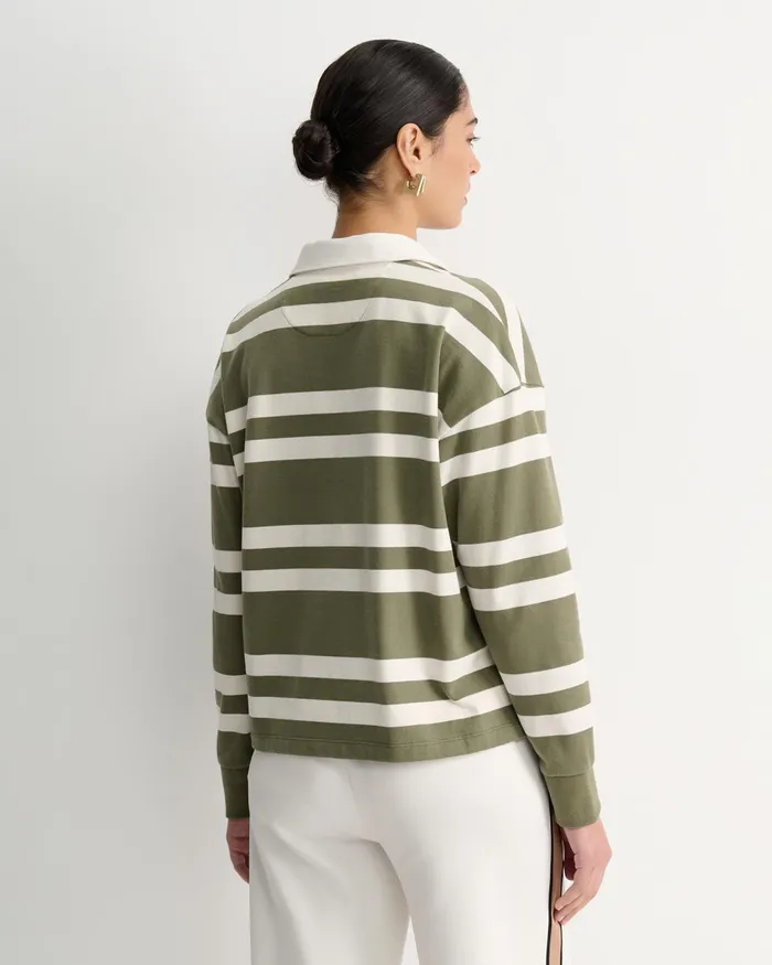 Women Sportscraft Tops and Tees Jane Cropped Rugby Shirt Khakiwhite