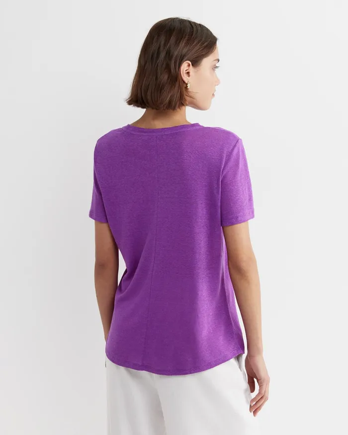 Women Sportscraft Tops and Tees Tonia Crew Neck Linen Tee Hydrangea