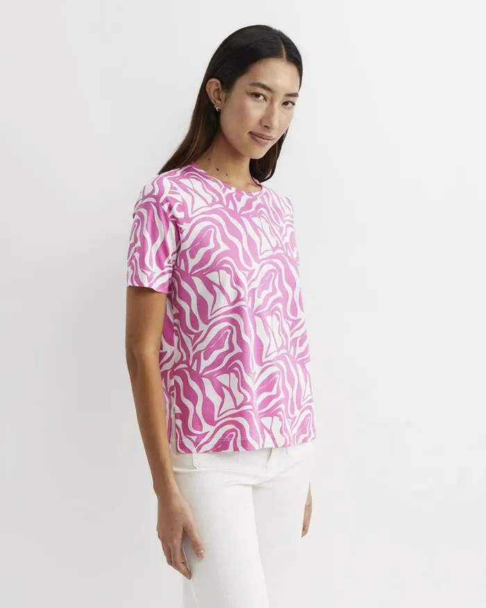 Women Sportscraft Tops and Tees Zola Short Sleeve Mercerised Tee Pinkwhite