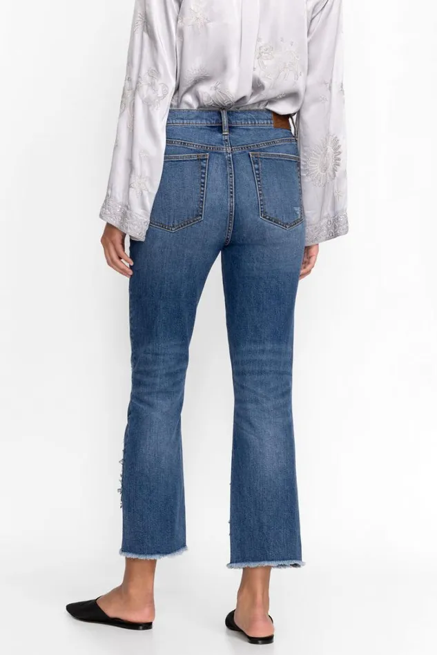 Women Stars Dance Cropped Baby Boot Jean Vintage Aged Wash Johnny Was Bottoms Women Stars Dance Cropped Baby Boot Jean Vintage Aged Wash Johnny Was Bottoms