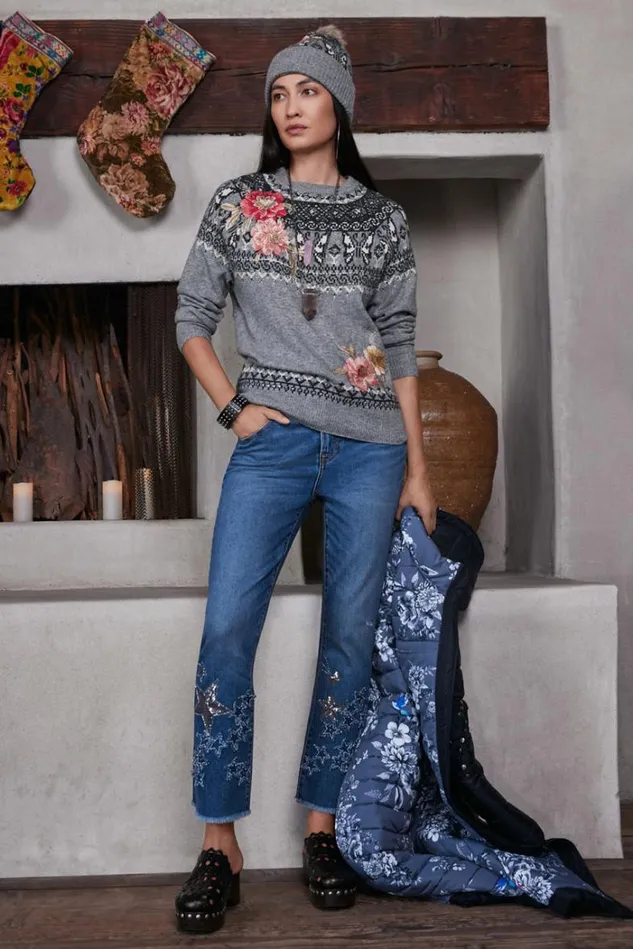 Women Stars Dance Cropped Baby Boot Jean Vintage Aged Wash Johnny Was Bottoms Women Stars Dance Cropped Baby Boot Jean Vintage Aged Wash Johnny Was Bottoms