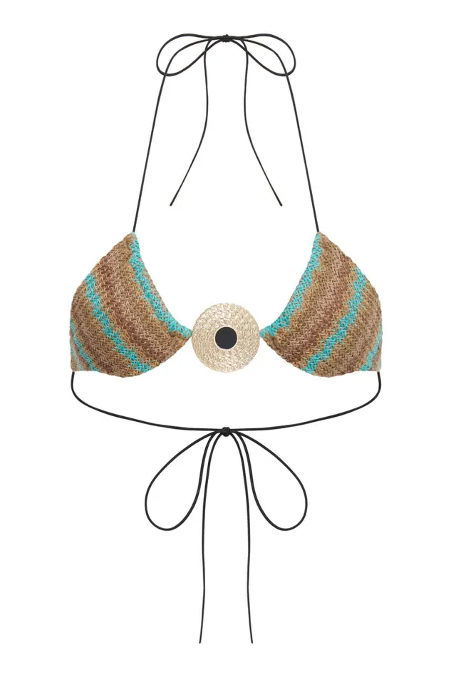 Women Striped Knit Micro Triangle Bikini Top Jaded London Bikini Tops