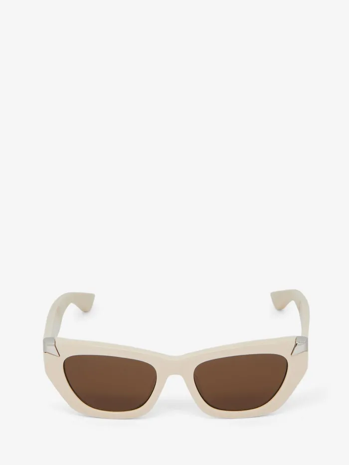 Women Sunglasses Alexander McQueen Punk Rivet Geometric Sunglasses Ivory