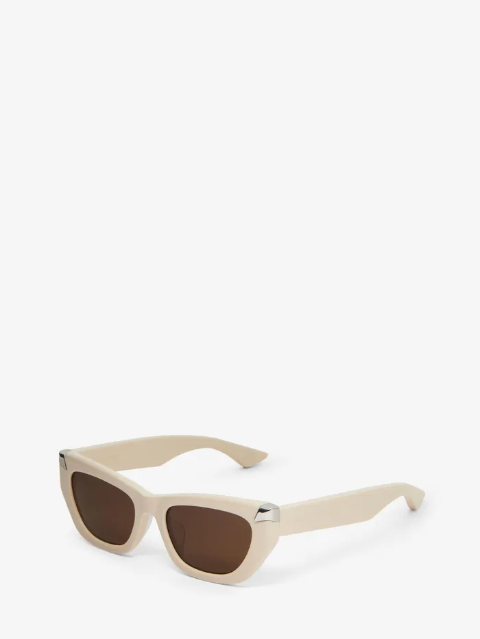 Women Sunglasses Alexander McQueen Punk Rivet Geometric Sunglasses Ivory