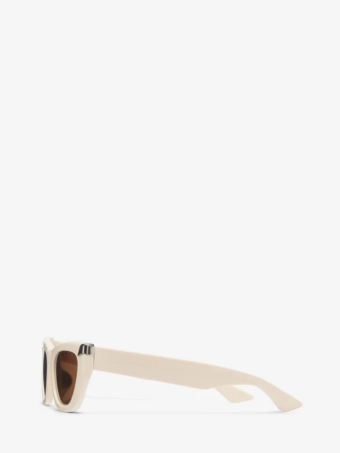 Women Sunglasses Alexander McQueen Punk Rivet Geometric Sunglasses Ivory