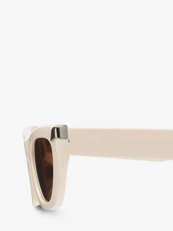 Women Sunglasses Alexander McQueen Punk Rivet Geometric Sunglasses Ivory