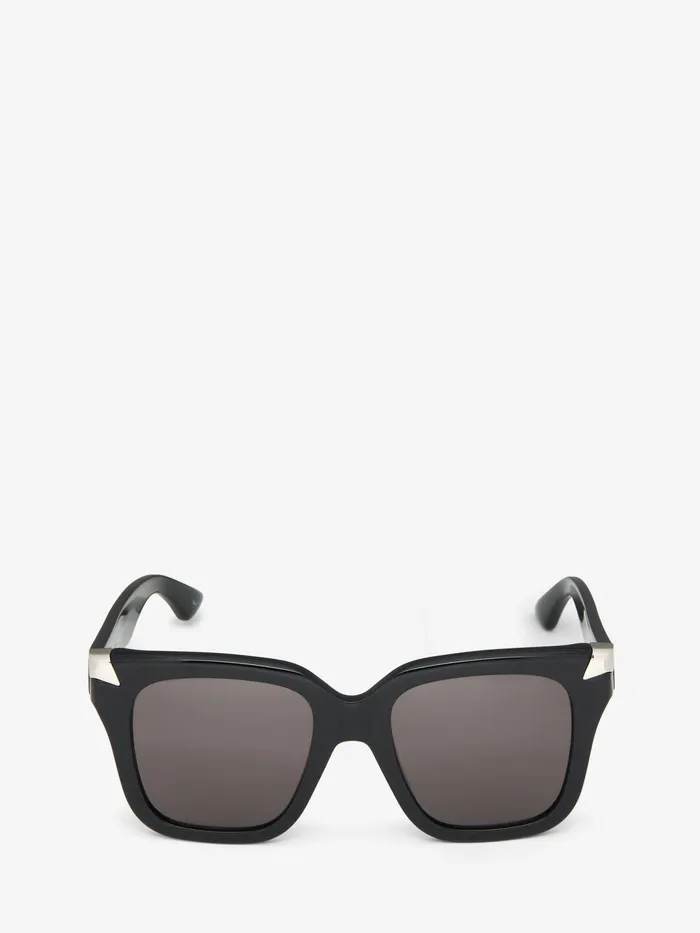 Women Sunglasses Alexander McQueen Punk Rivet Oversize Sunglasses Blacksmoke