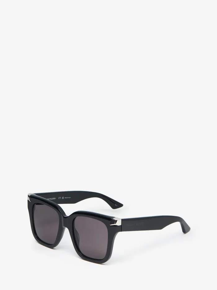 Women Sunglasses Alexander McQueen Punk Rivet Oversize Sunglasses Blacksmoke