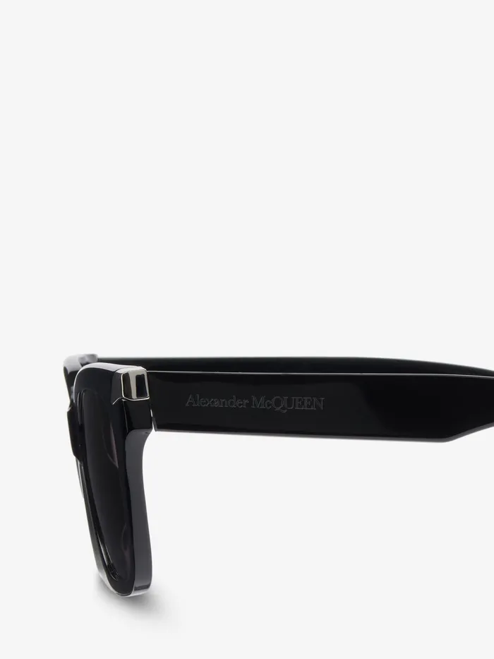 Women Sunglasses Alexander McQueen Punk Rivet Oversize Sunglasses Blacksmoke