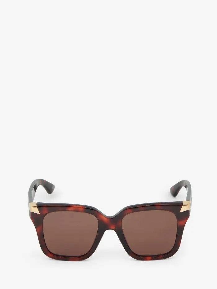 Women Sunglasses Alexander McQueen Punk Rivet Oversize Sunglasses Havana