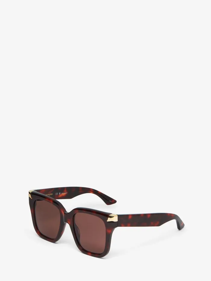 Women Sunglasses Alexander McQueen Punk Rivet Oversize Sunglasses Havana