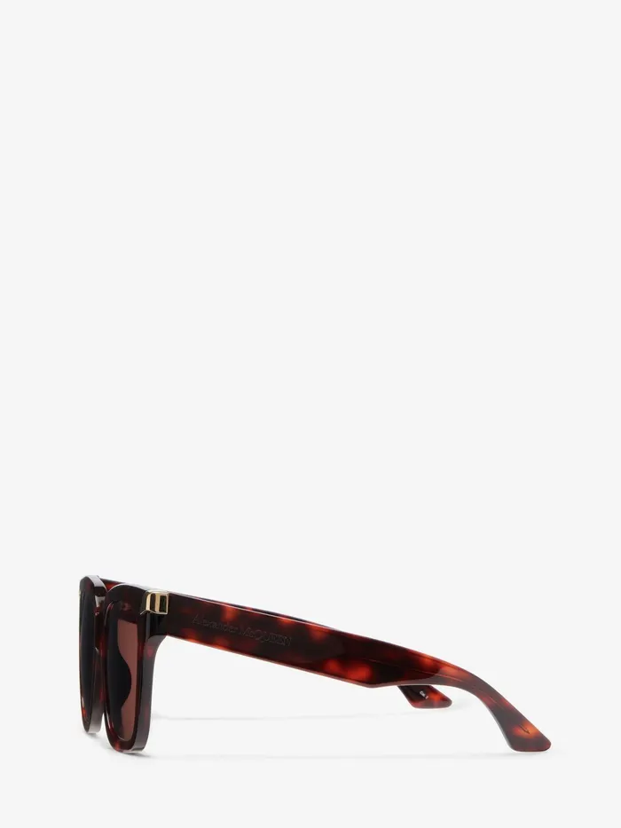Women Sunglasses Alexander McQueen Punk Rivet Oversize Sunglasses Havana
