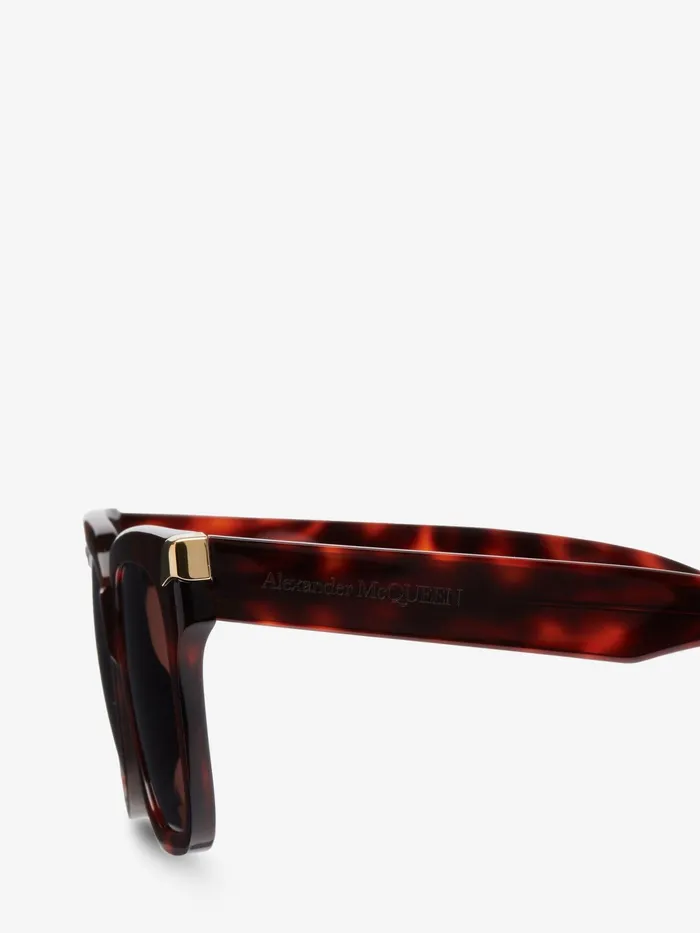 Women Sunglasses Alexander McQueen Punk Rivet Oversize Sunglasses Havana