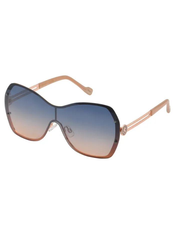 Women Sunglasses Jessica Simpson Frameless Metal Shield Sunglasses In Rose Gold and Nude Women Sunglasses Jessica Simpson Frameless Metal Shield Sunglasses In Rose Gold and Nude