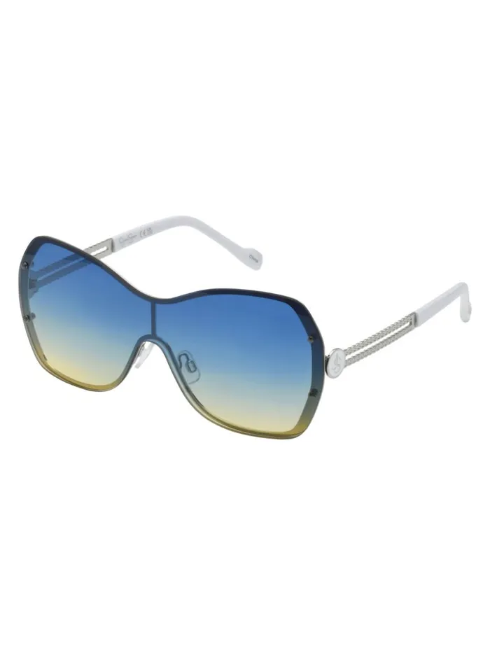 Women Sunglasses Jessica Simpson Frameless Metal Shield Sunglasses In Silver and White Women Sunglasses Jessica Simpson Frameless Metal Shield Sunglasses In Silver and White