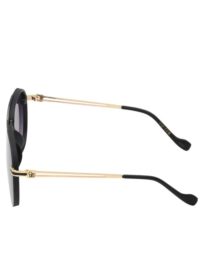 Women Sunglasses Jessica Simpson Metal Aviator Sunglasses In Smoke Matte Black