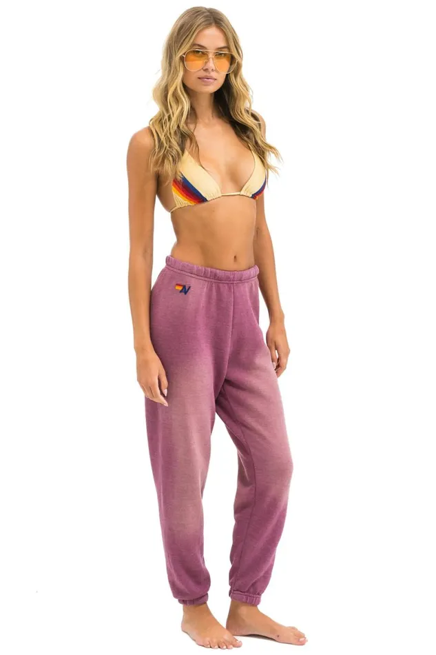 Women Sweatpants Aviator Nation 5 Stripe Sweatpants 8211 Faded Berry