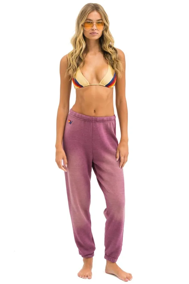 Women Sweatpants Aviator Nation 5 Stripe Sweatpants 8211 Faded Berry