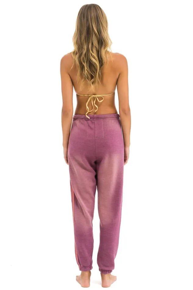 Women Sweatpants Aviator Nation 5 Stripe Sweatpants 8211 Faded Berry