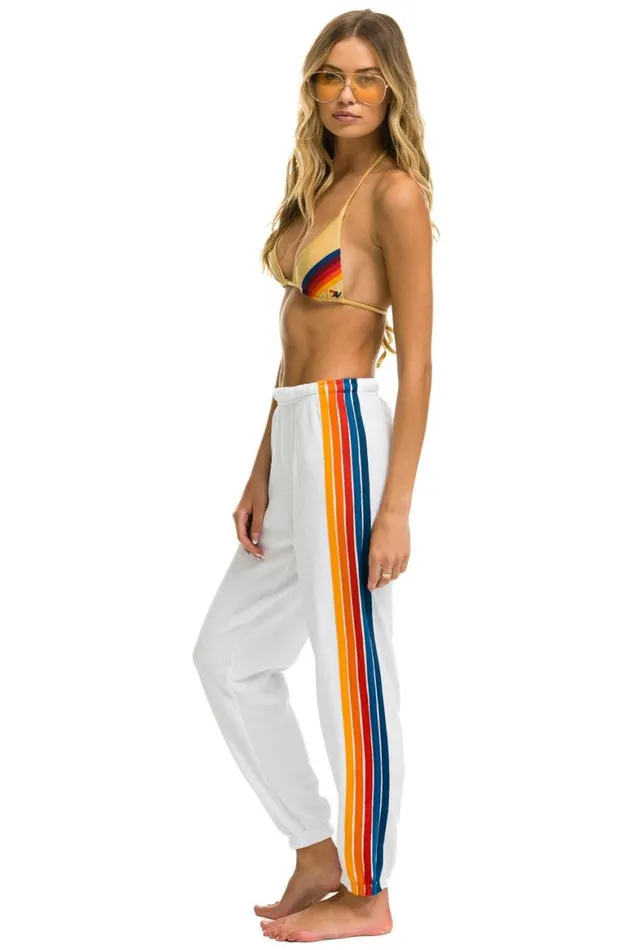 Women Sweatpants Aviator Nation 5 Stripe Sweatpants 8211 White 2