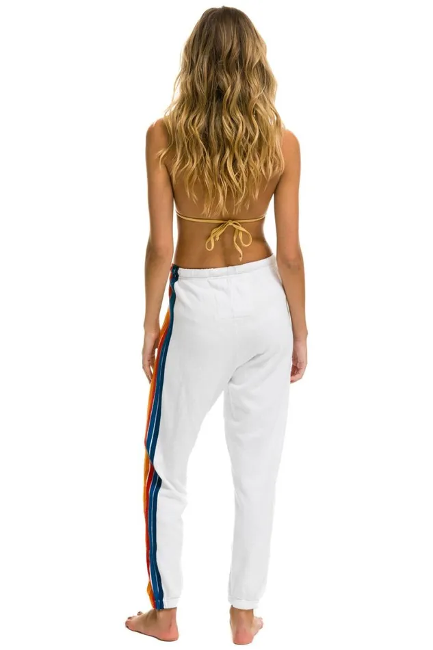 Women Sweatpants Aviator Nation 5 Stripe Sweatpants 8211 White 2